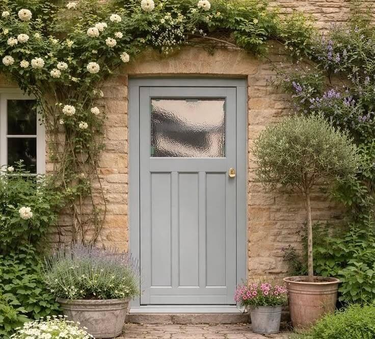 Timber alternative PVC entrance door installed in brick property