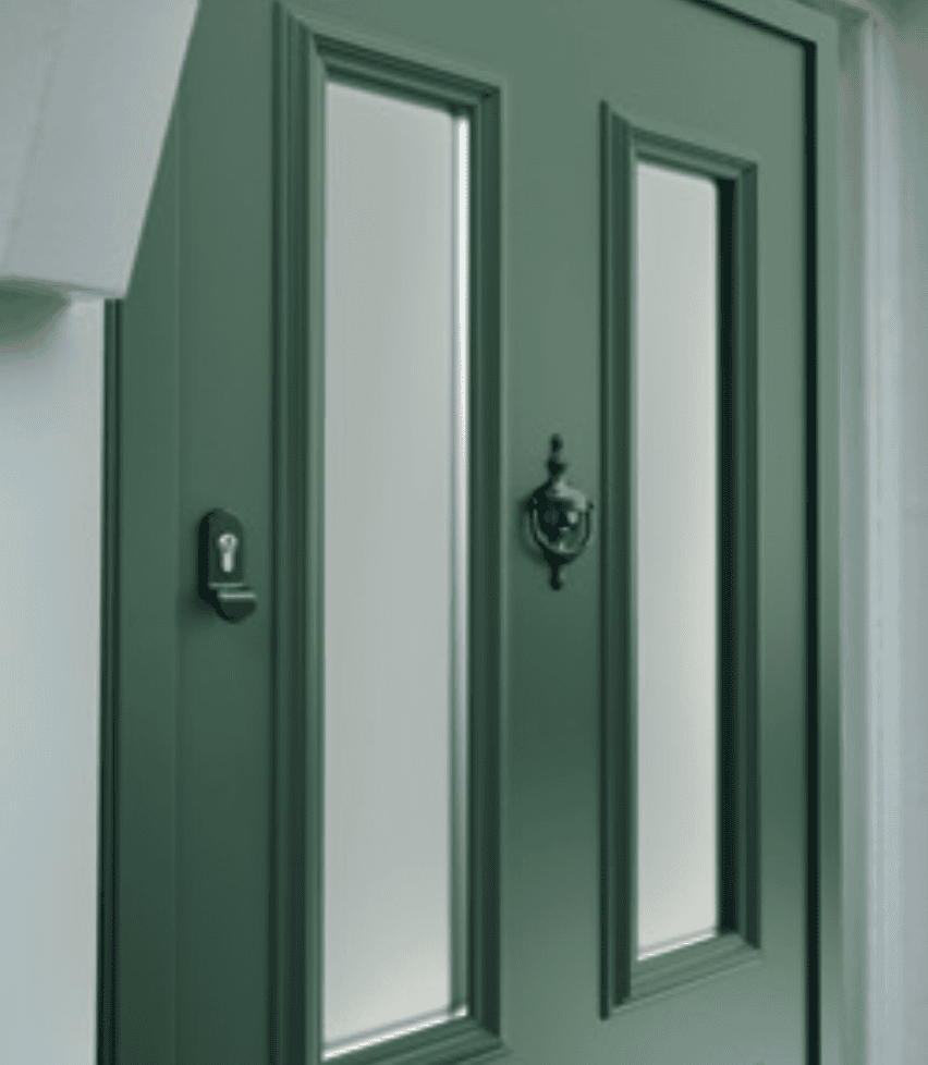 Aluminium composite door with glass panels